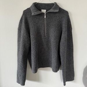 H&M dark grey quarter zip sweater